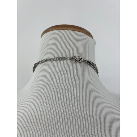 Free People Multilayered Antiqued Silver & Rhinestone Necklace - Picture 10 of 16